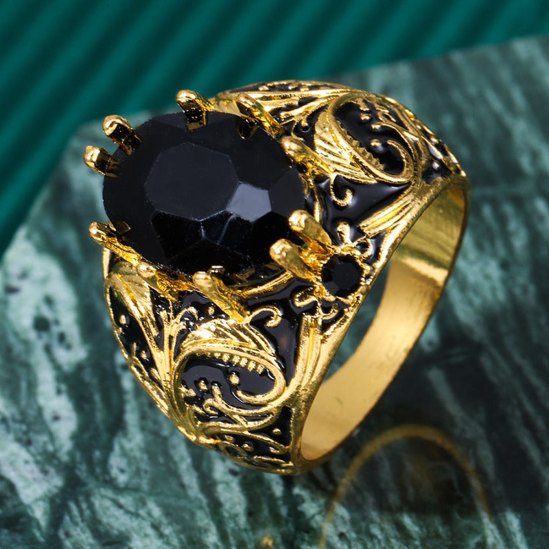 Engraved Men's Black Stone Ring Stornfield
