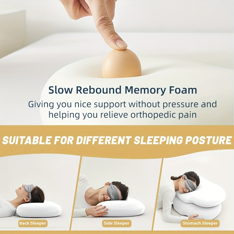 1pc Oval Macaron Pillow Cervical Memory Foam Pillow, Cooling Bed Pillow For Sleeping - Neck Pillows For Pain Relief Sleeping, Contour Support Ergonomic Pillow For Side Back Stomach Sleepers Using High And Low Partition | Stornfield