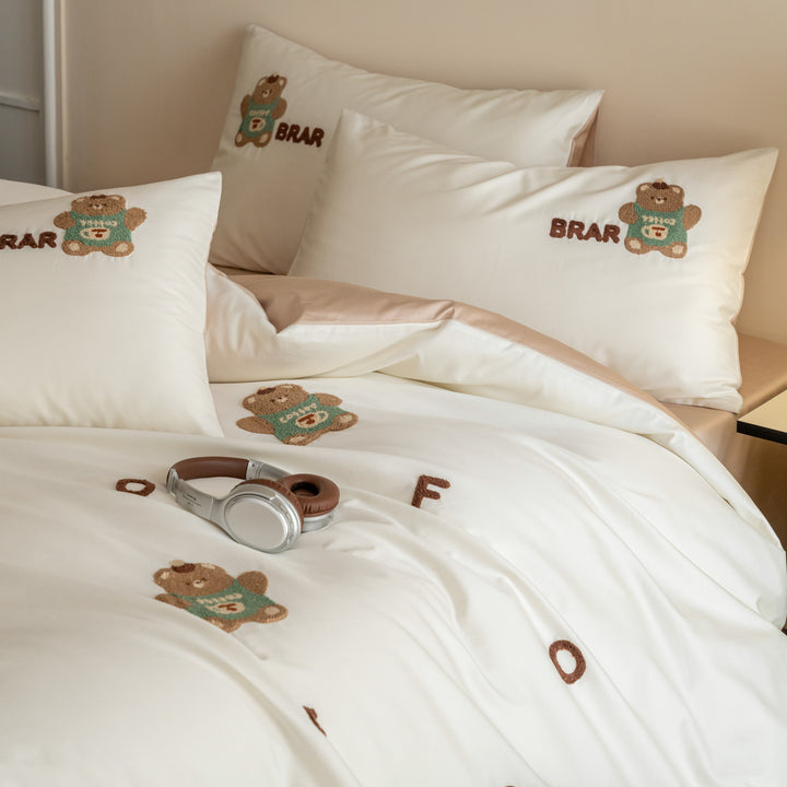 Cotton bedding set, 100 thread count, embroidered