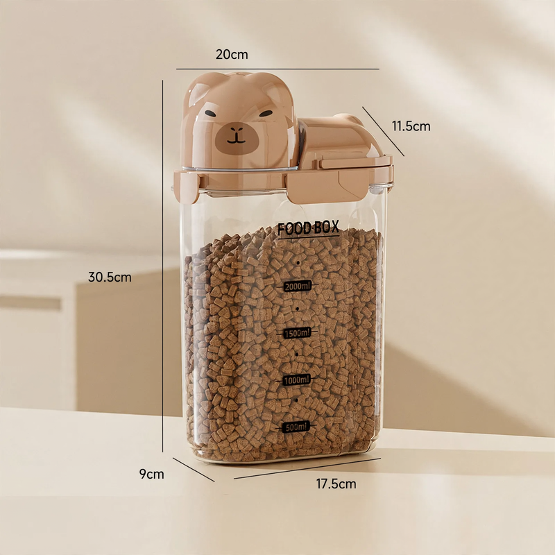 Storage container for pet food and food, 1–2 L
