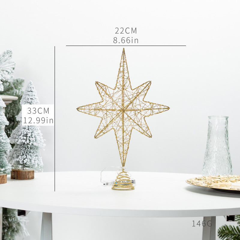 Illuminated Christmas tree top star made of iron