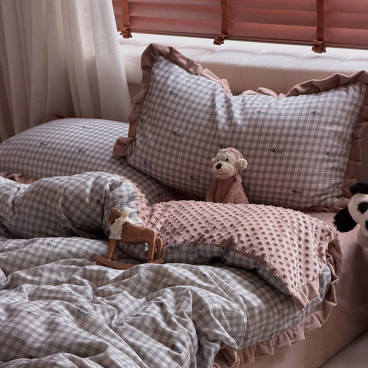 Winter bedding set, cotton gauze and plush, warming