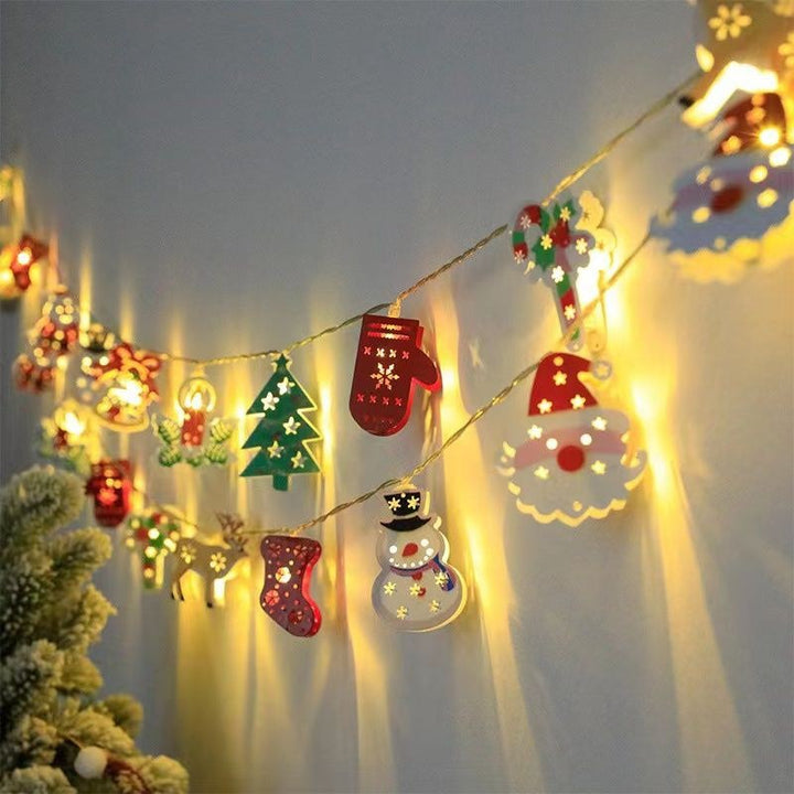 Decorative LED string lights with iron elements