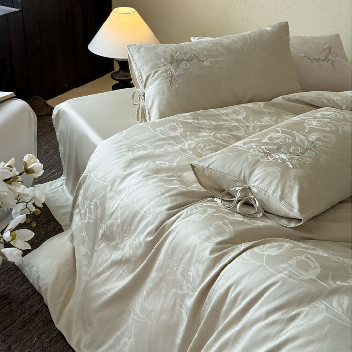 Long Staple Cotton Bedding, 4-piece, Floral Pattern