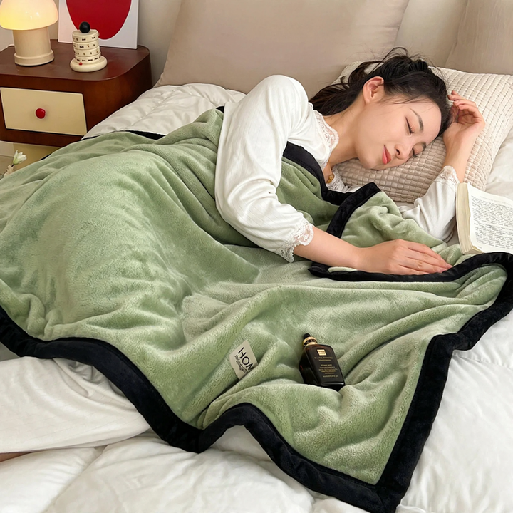 Soft milk fiber fleece throw blanket, solid color