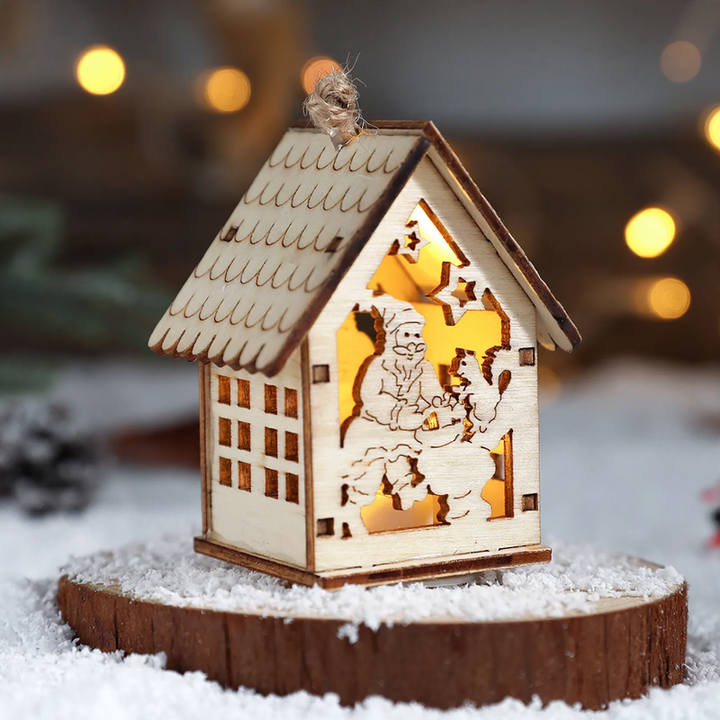 Decorative LED wooden hut for a festive atmosphere