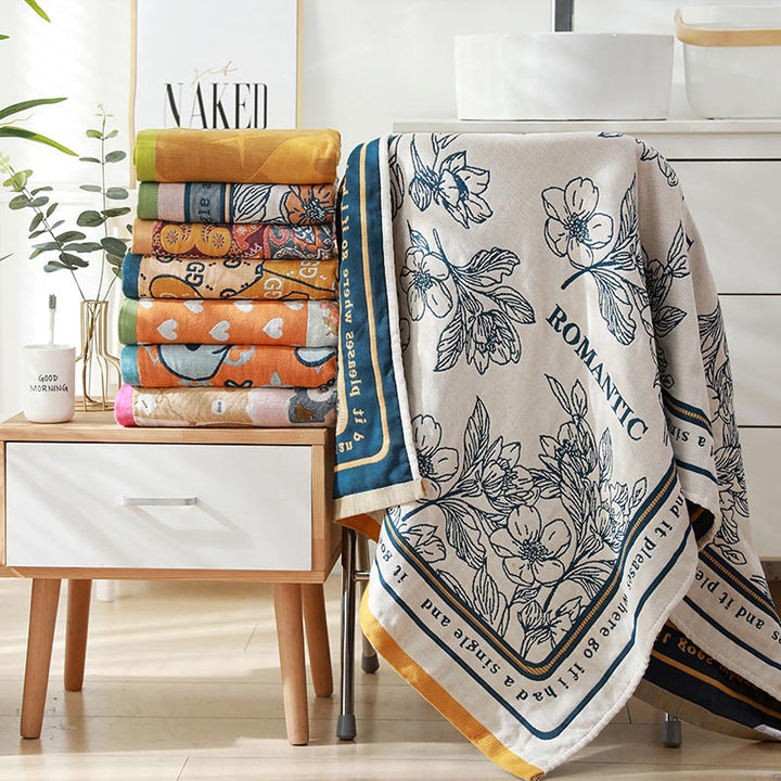 Flower Mixed Color Reversible Cotton Bath Towel | Stornfield