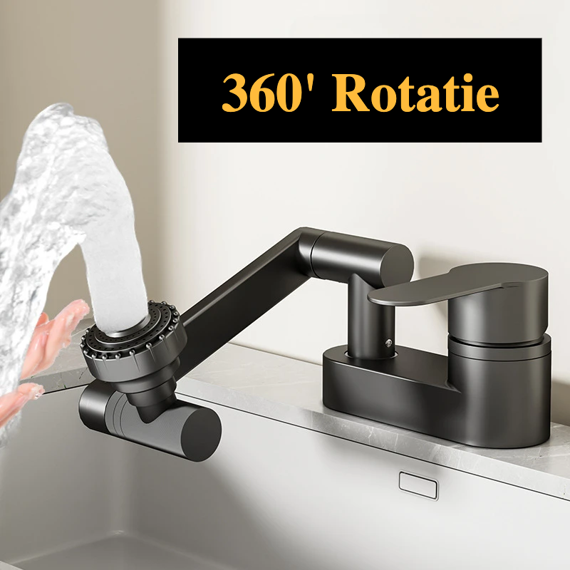 Aqua Twist Duo-Flex Basin Mixer – 360° swiveling two-hole faucet for hot and cold water Stornfield