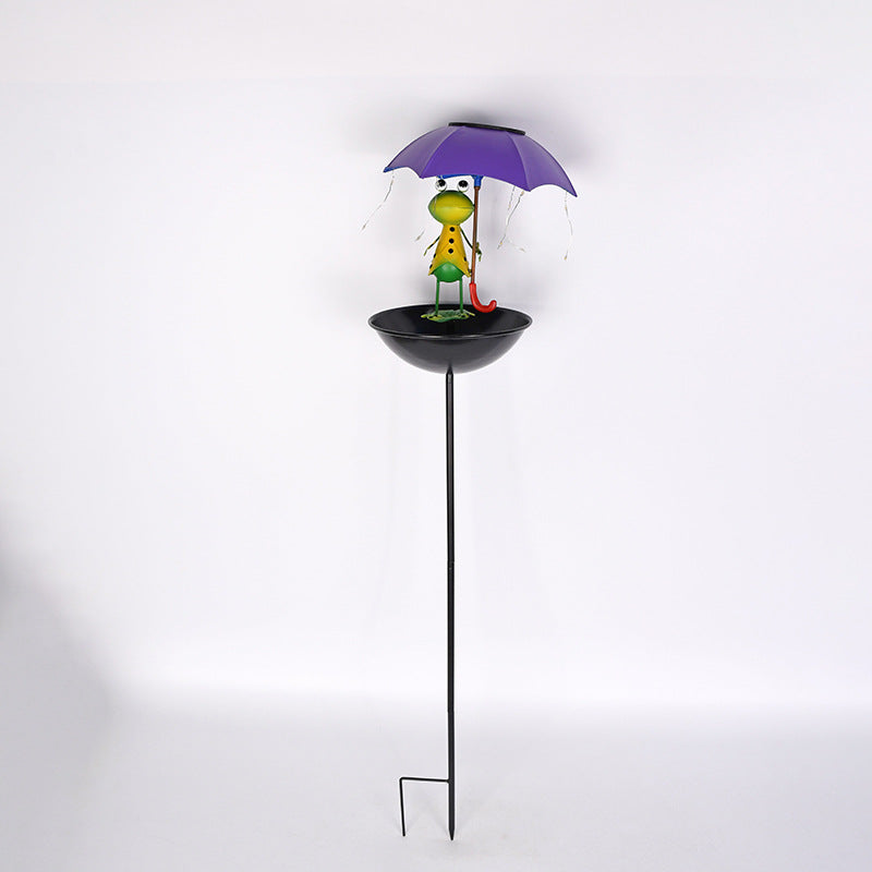 Solar Birdbath made of iron for ground mounting