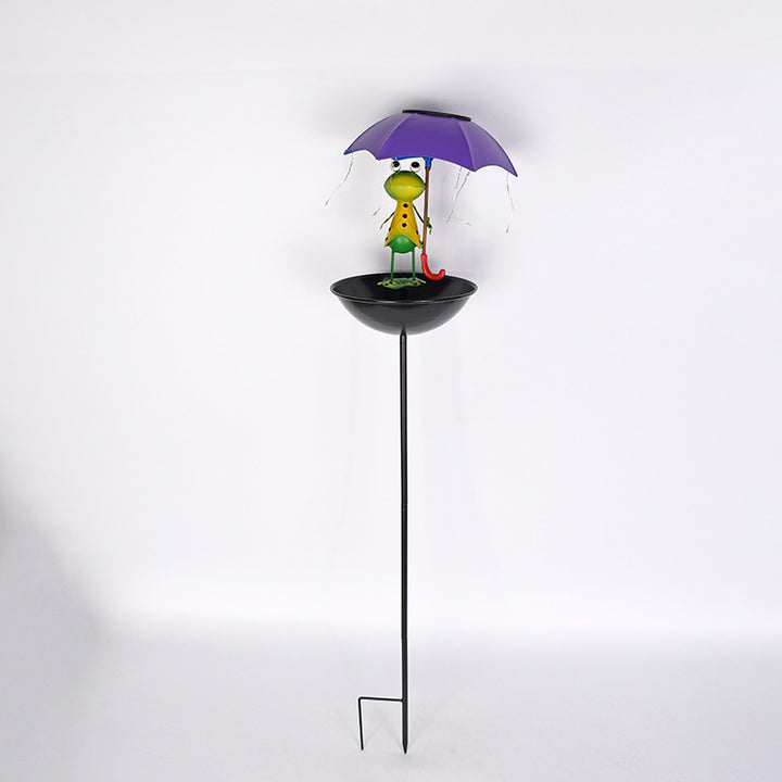 Solar Birdbath made of iron for ground mounting