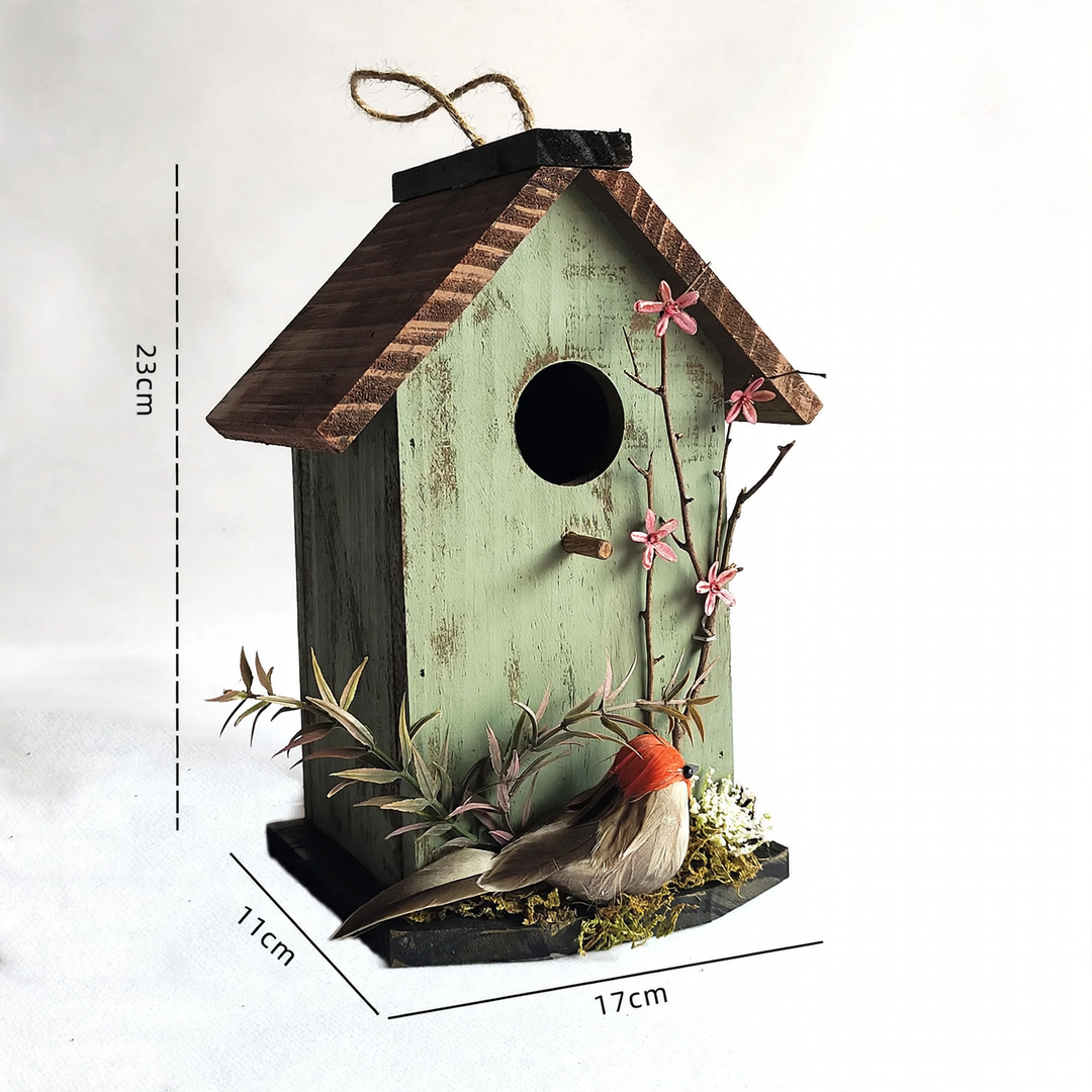Wall-Birdhouse made of pine wood for the garden