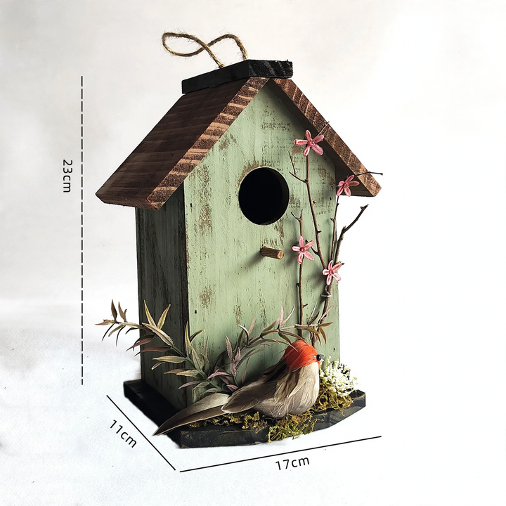 Wall-Birdhouse made of pine wood for the garden