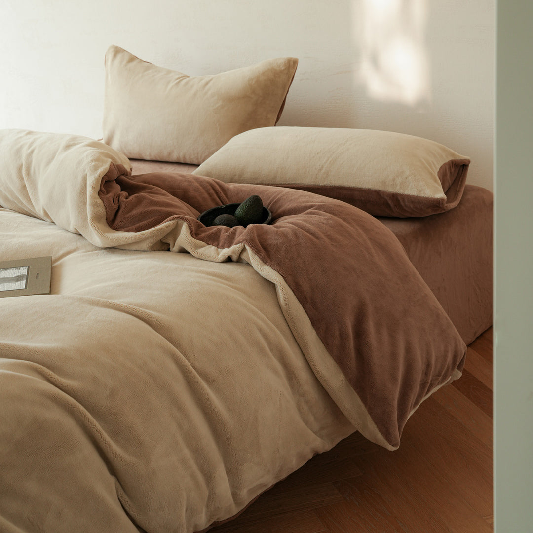 Milk fiber bedding set, 4-piece, winter, solid color