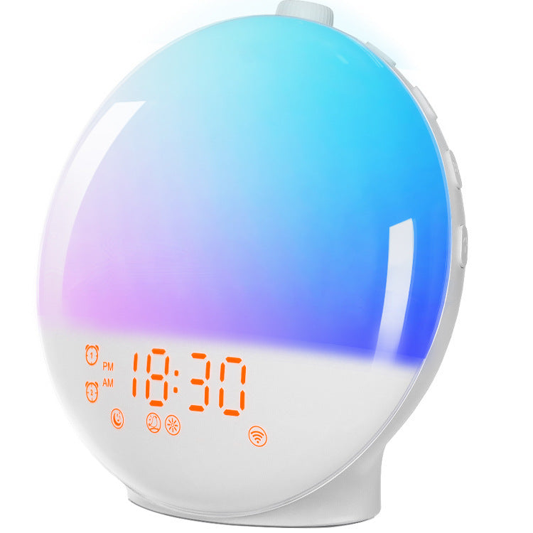 LED alarm clock with sunrise simulation and RGB night light