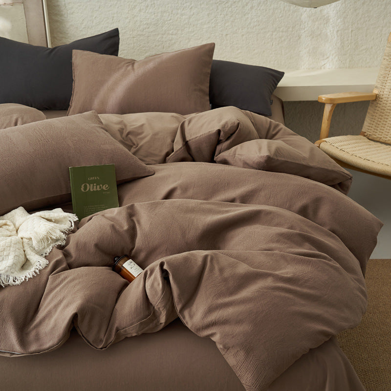 Cotton bedding set, textured pattern, washed