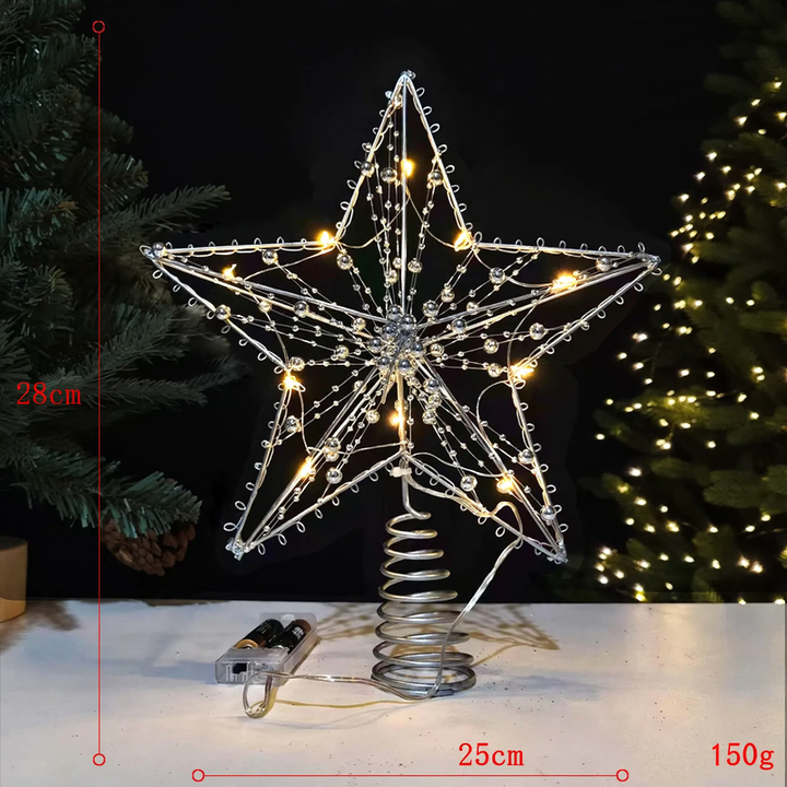Illuminated Christmas tree star made of iron