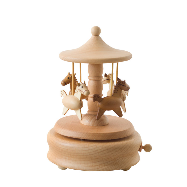 Beech wood music box, European style, 11 cm base