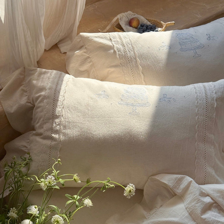 4-piece bedding set made of cotton-linen blend