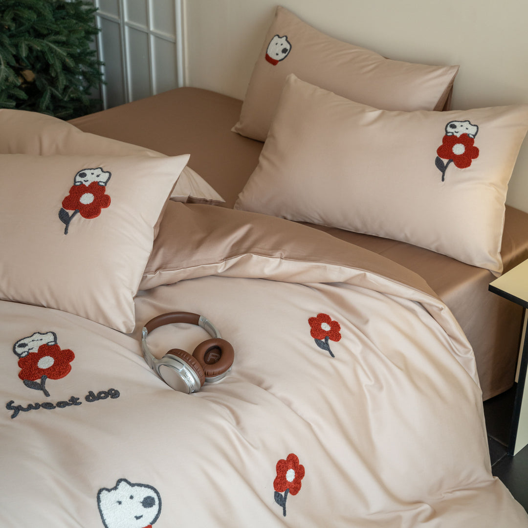 Kids bedding set, cotton, cartoon embroidery