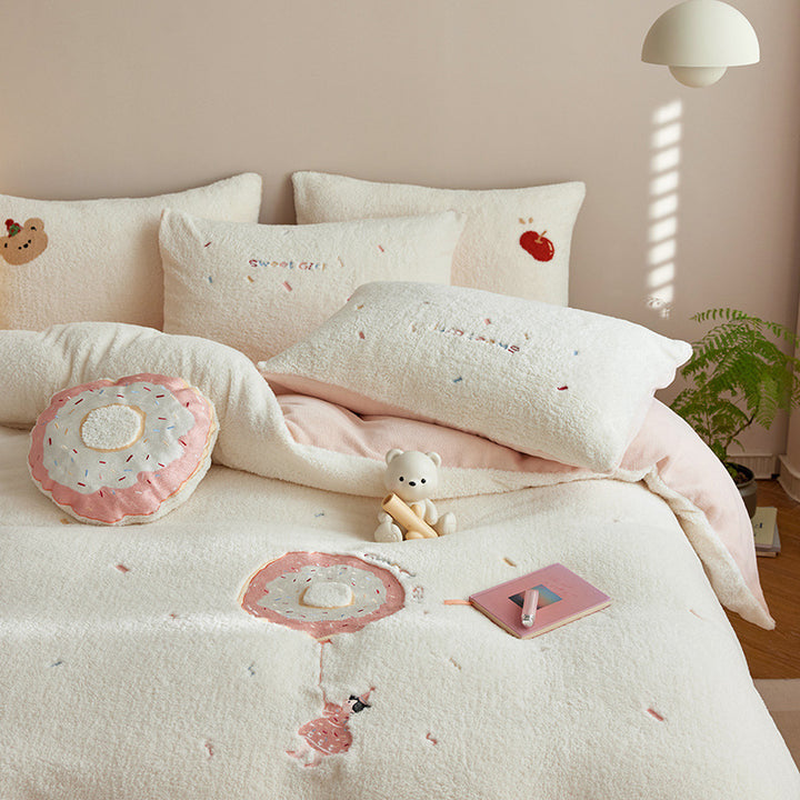 Milk fiber fleece bedding set, teddy look, various sizes