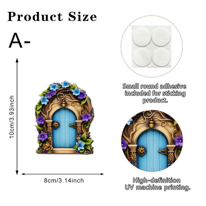 Decorative 2D Elf Door made of Pine Wood for Garden and House