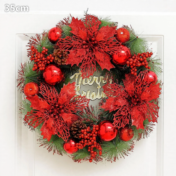 Illuminated Christmas wreath with hanging