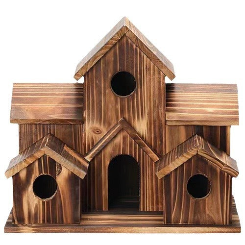 Rustic hanging birdhouse made of wood