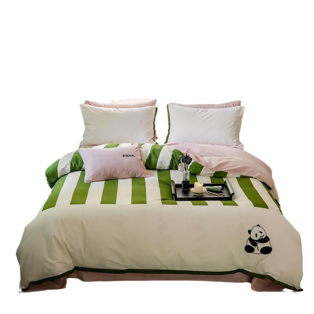 Cotton bedding set, brushed, with cartoon embroidery