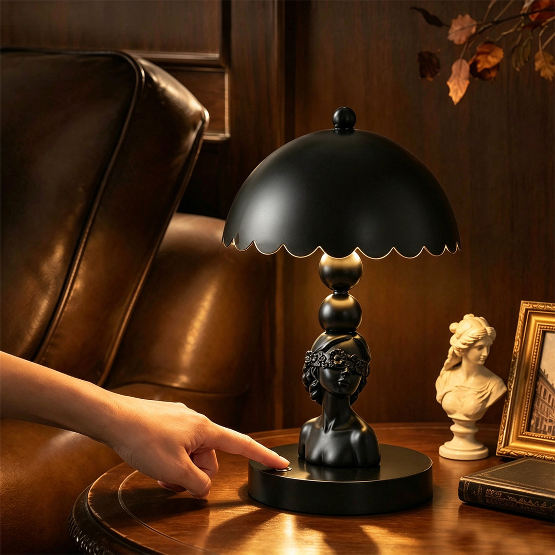 Blindfold Girl Table Lamp, ABS, black