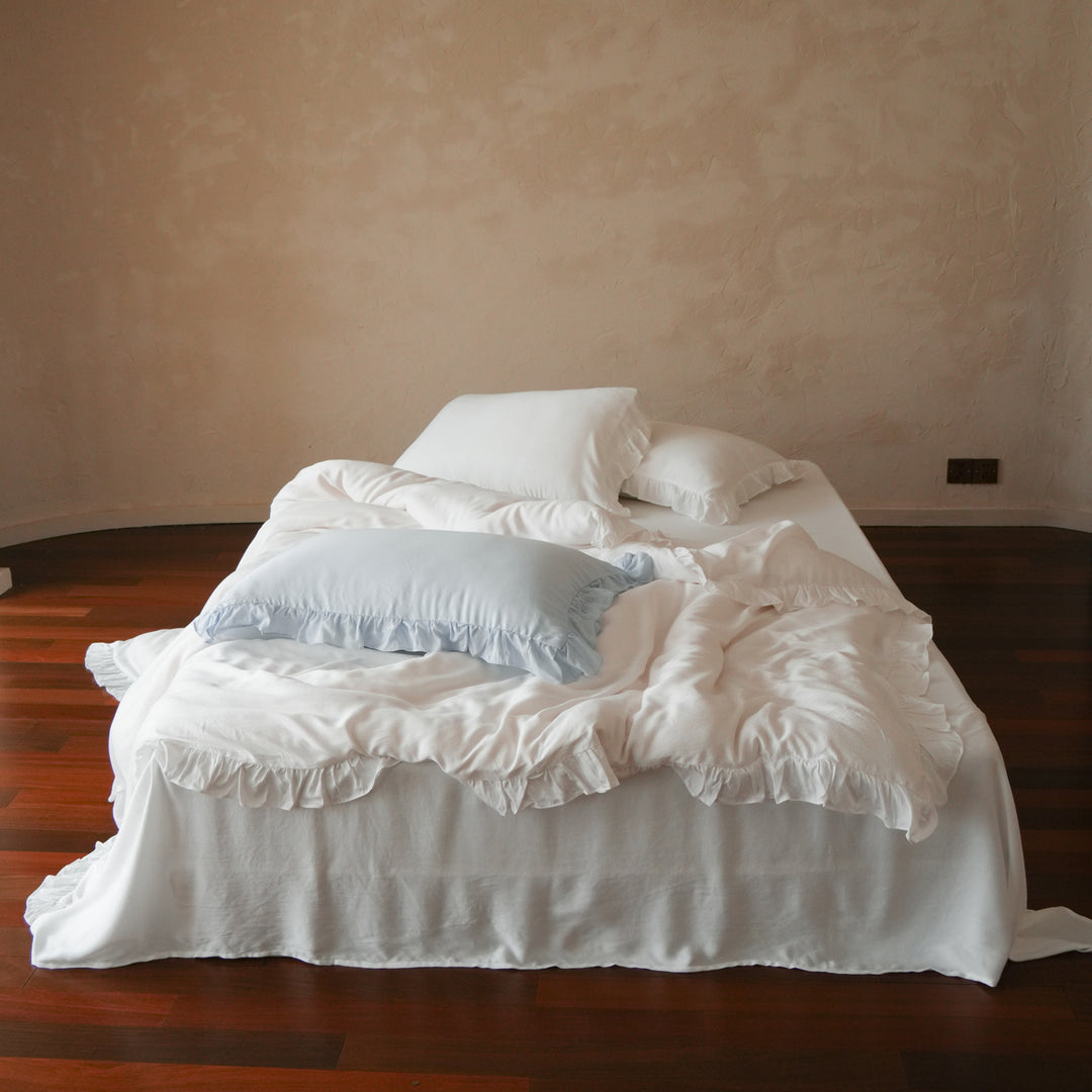 Tencel bedding set, 4-piece, with ruffles