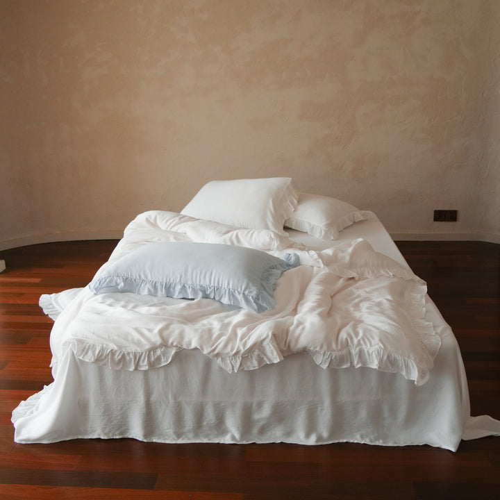Tencel bedding set, 4-piece, with ruffles