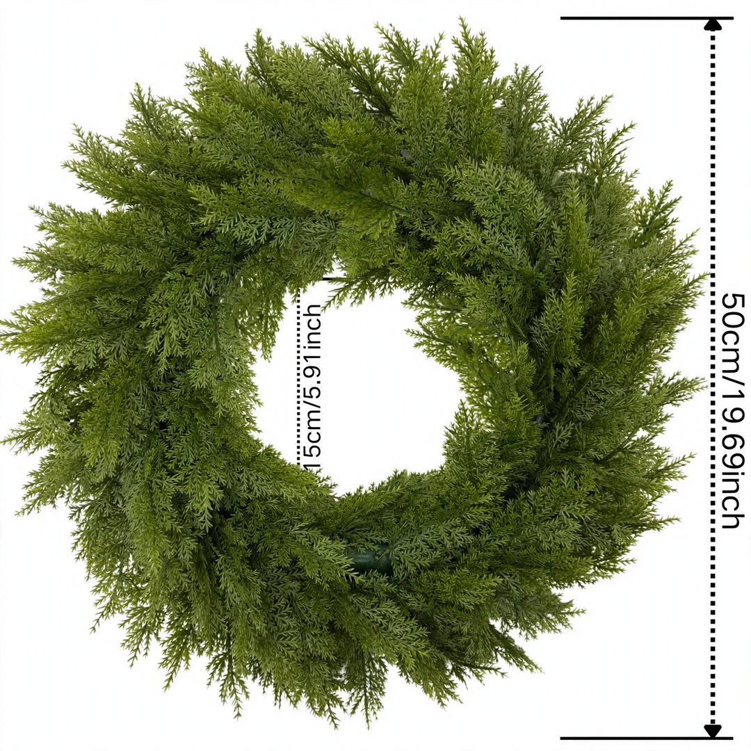 Artificial Christmas wreath with fir needles and berries
