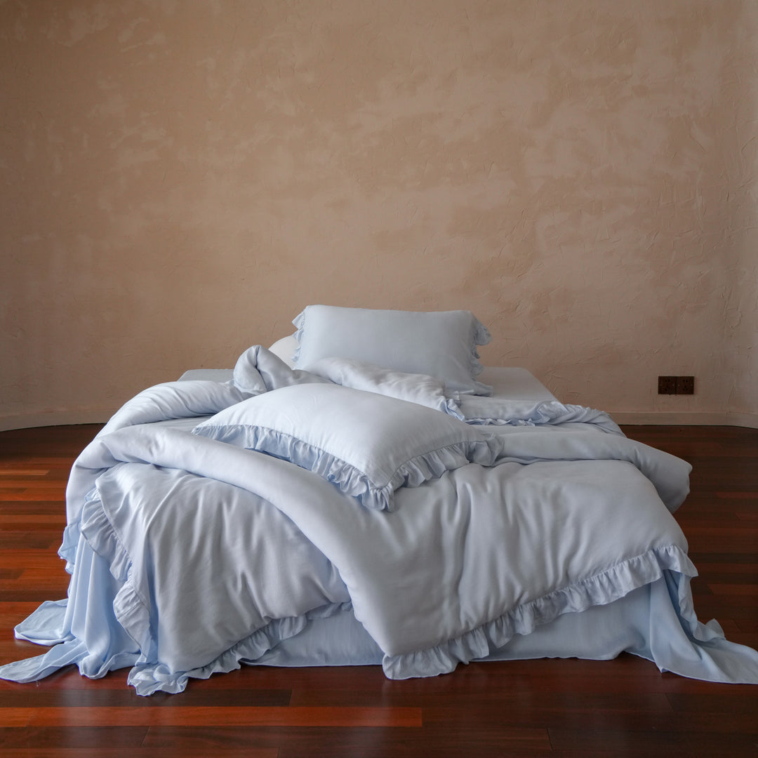 Tencel bedding set, 4-piece, with ruffles