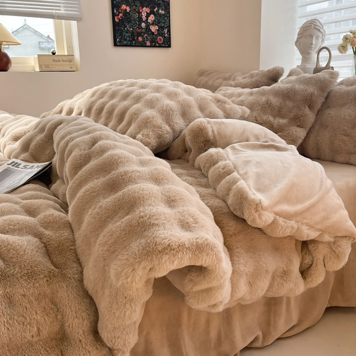 Winter bedding set made of milk fiber fleece, extra thick