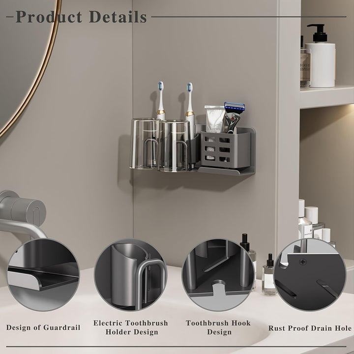Stornfield | BristleHub Wall-Mounted Electric Toothbrush Holder – Aluminium Bathroom Organiser with Drainage Holes