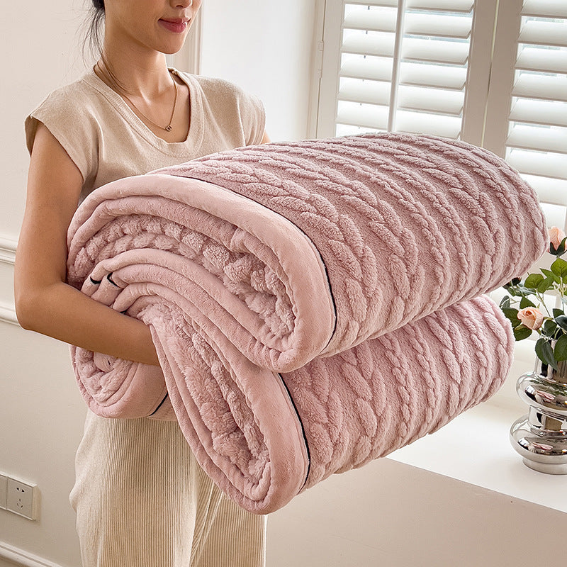 Milk fiber fleece throw blanket with ear pattern, various sizes