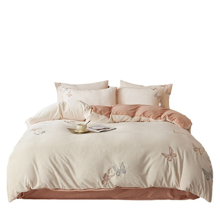 Milk fiber bed linen, 4-piece, butterfly pattern, winter