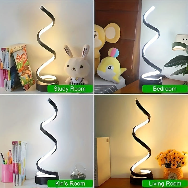 Stornfield | Lampe de Table Spirale Moderne – Lampe de Bureau LED Créative avec Lumière Douce Chaude, Parfaite pour la Décoration de Chambre, de Salon et d'Étude