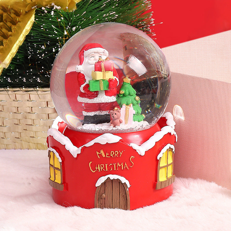 Christmas snow globe with music and light