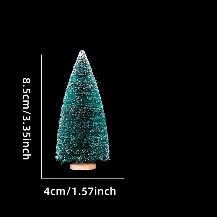 Mini Christmas tree made of wood and sisal, snow-covered