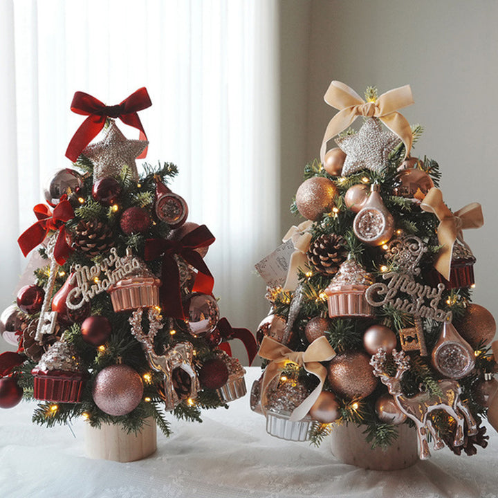 Mini Christmas Tree Set with Reindeer Decor, 45/60 cm