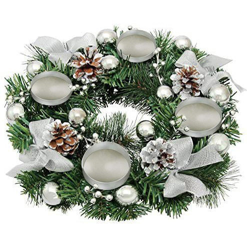 Silver Christmas wreath with ribbon