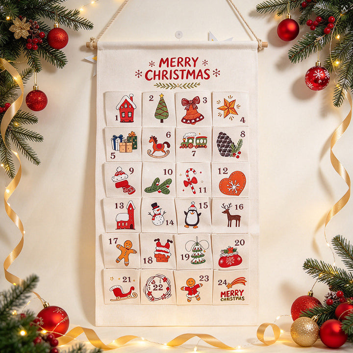 Christmas Advent calendar made of fabric with 24 pockets