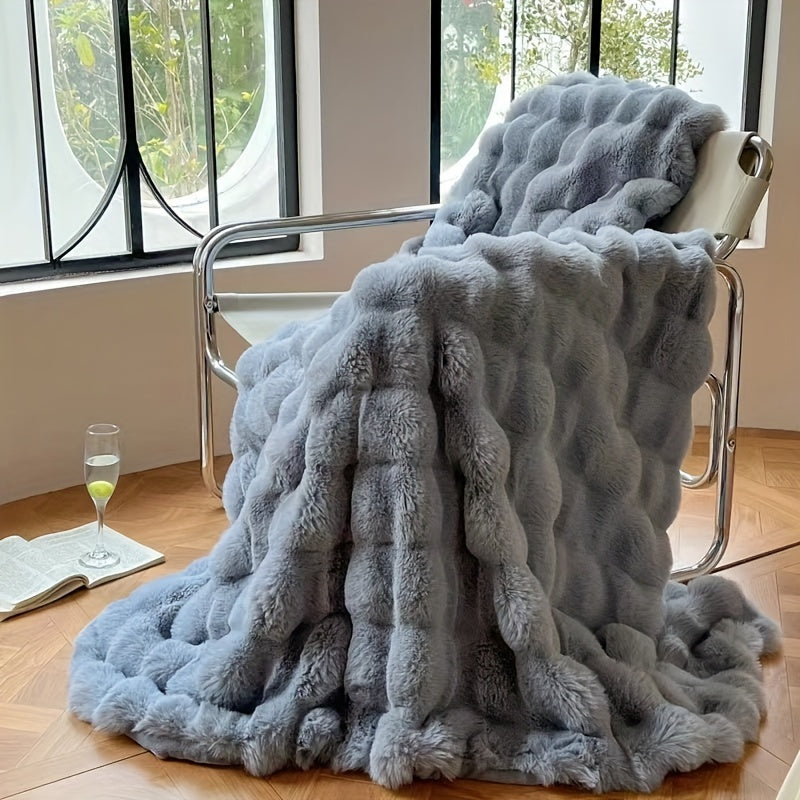 Faux Rabbit Fur Fleece Stornfieldanket – Luxury Warm Couch Stornfieldanket for Napping and Air Conditioning | Soft and Thick Stornfieldanket | Stornfield
