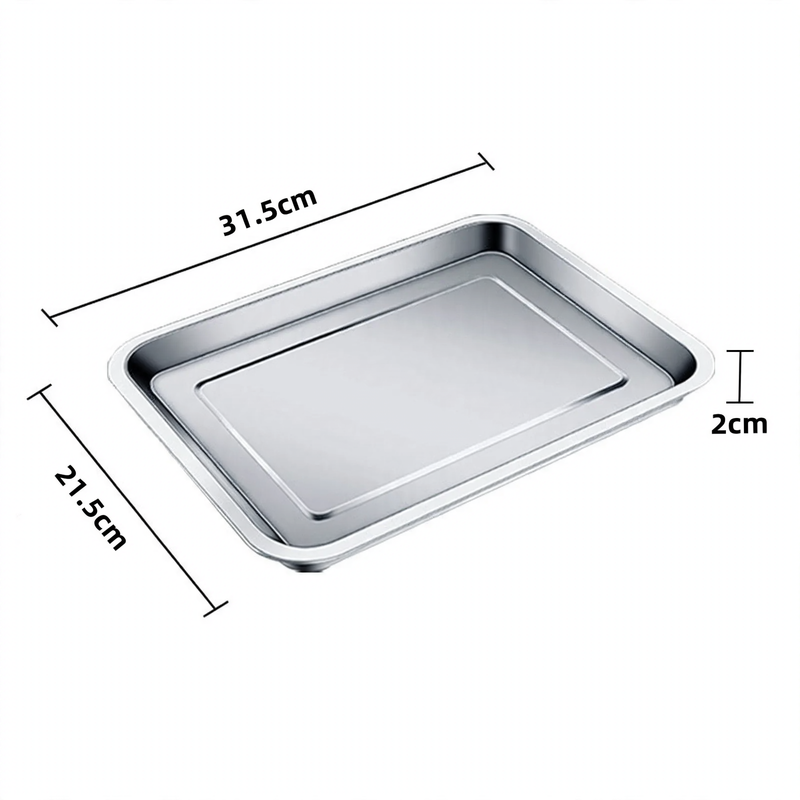 Stainless steel serving tray, square