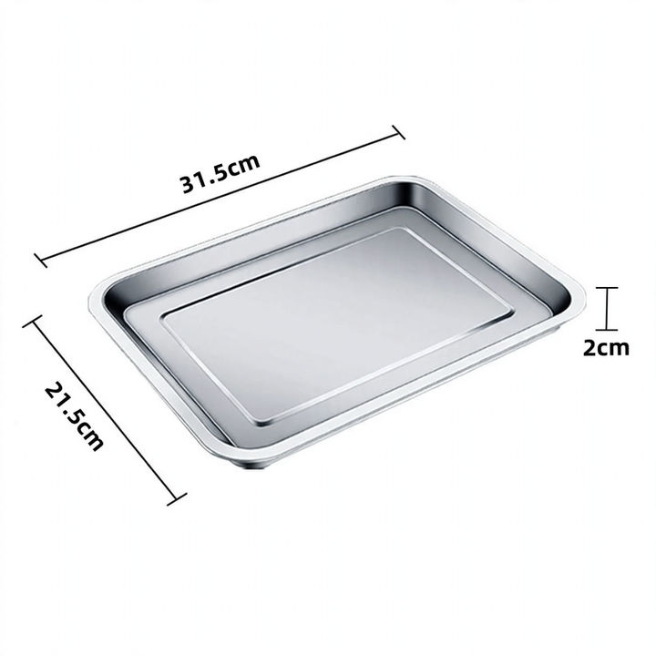 Stainless steel serving tray, square