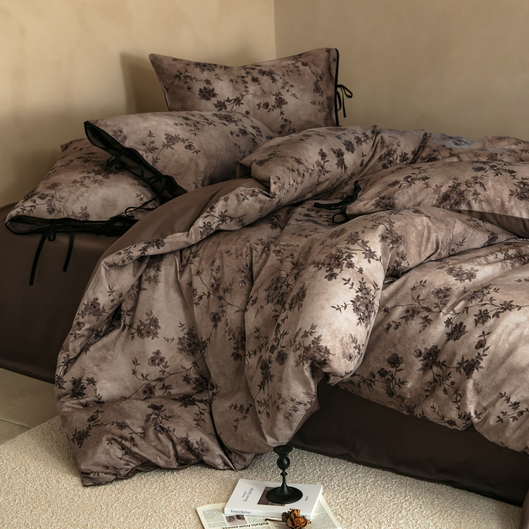 Cotton bedding set, flower pattern, vintage style