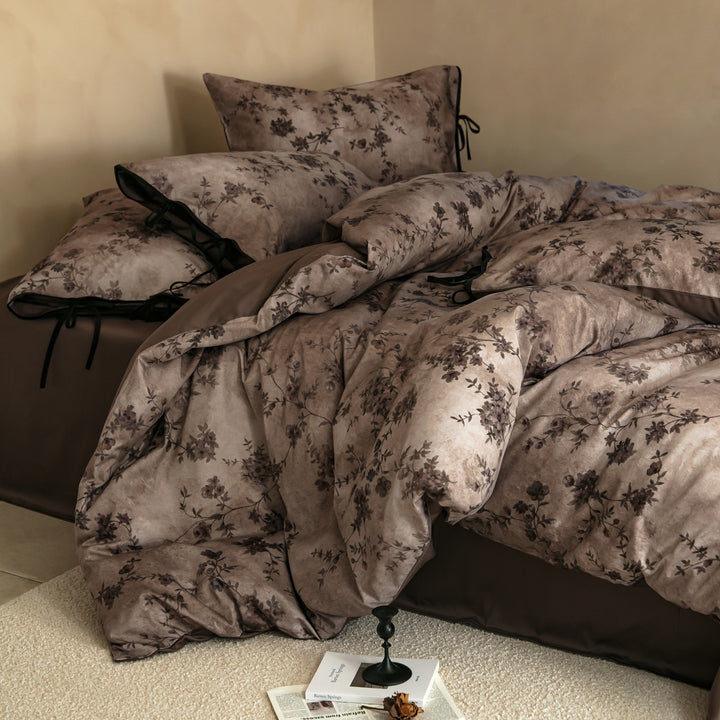 Cotton bedding set, flower pattern, vintage style