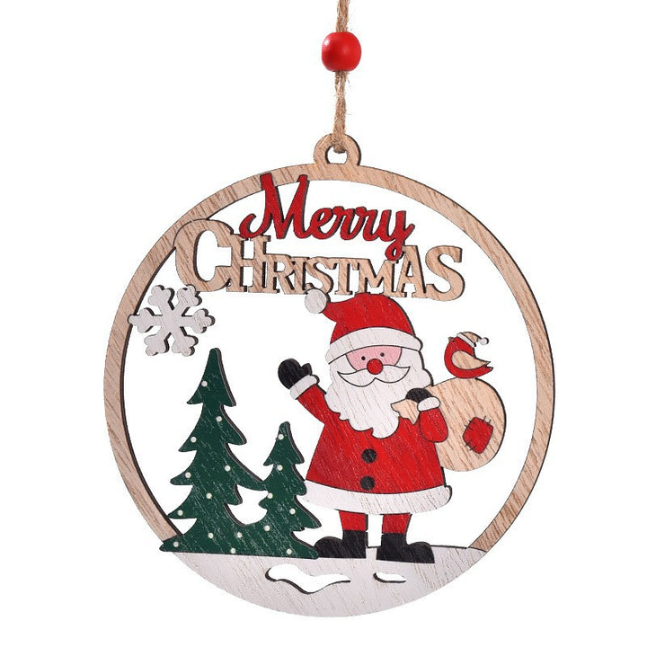 Decorative gnome wooden pendant with Christmas motifs