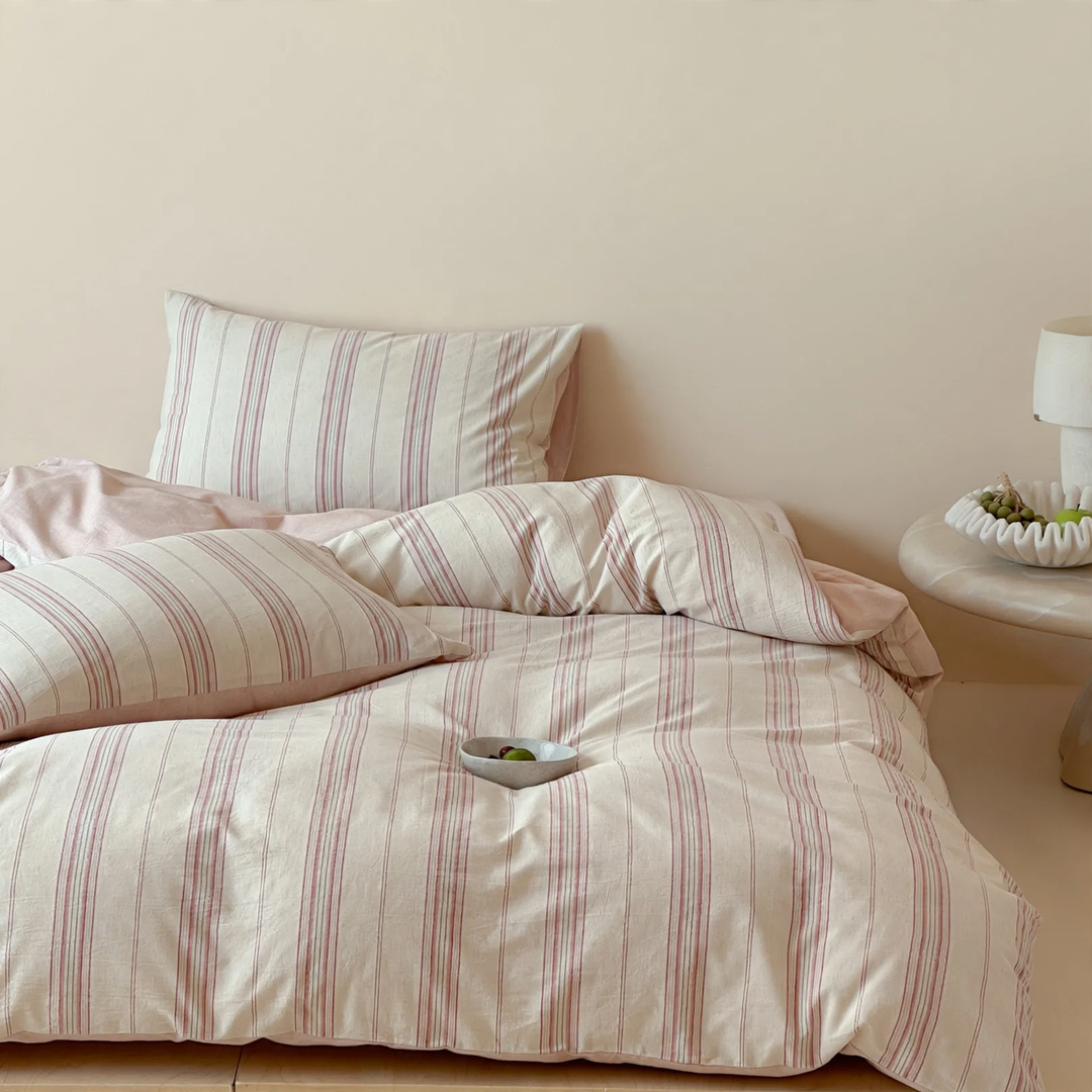 Bedding set made of cotton-linen blend, jacquard pattern